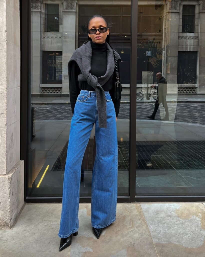 Black Grey High Waisted Jeans