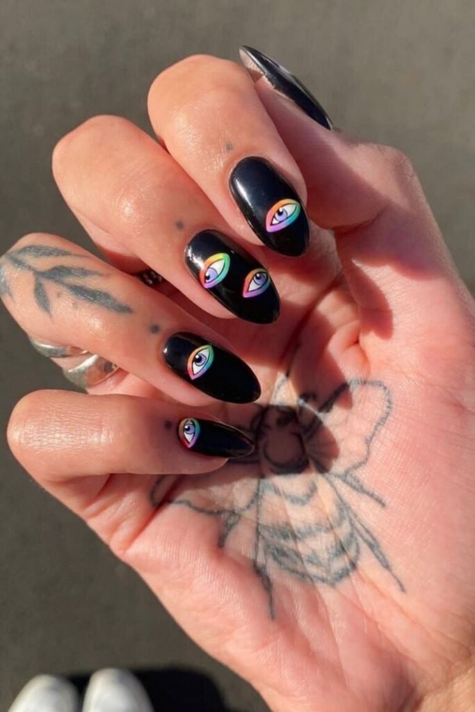 Black Mystical All Seeing Eye Nails