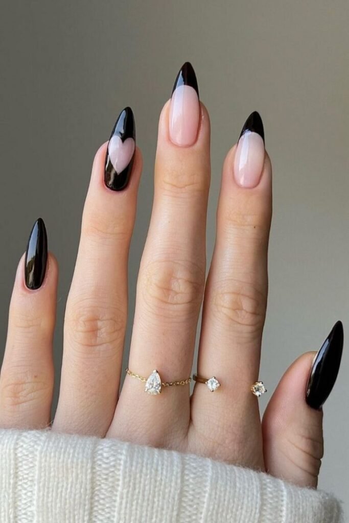 Black Tipped French Nail Manicure