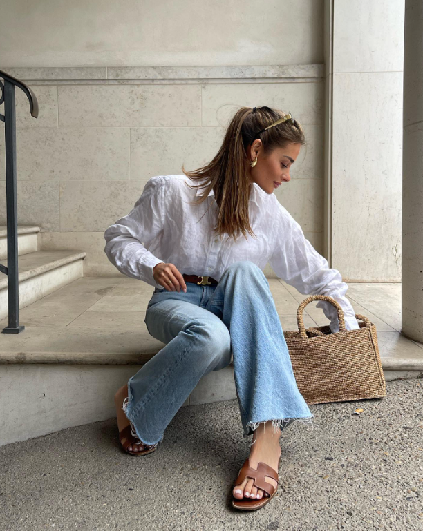 Blue jeans and white cotton shirt