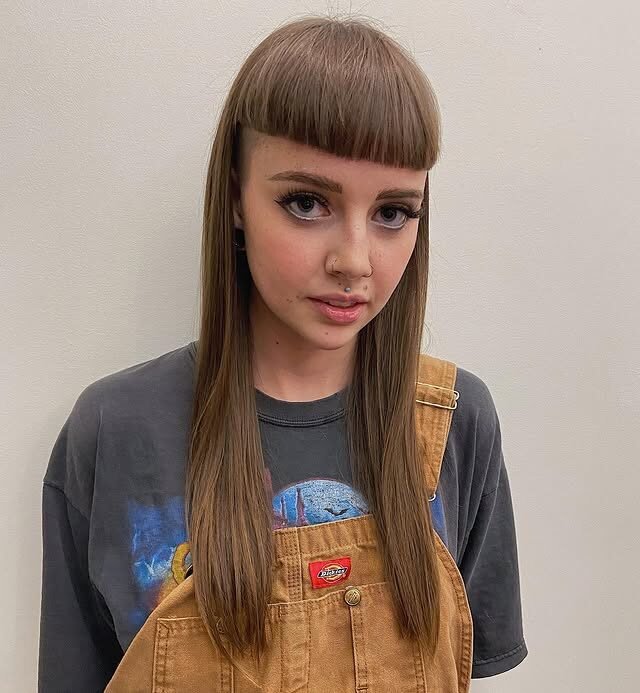 Blunt Bangs with Long Hair