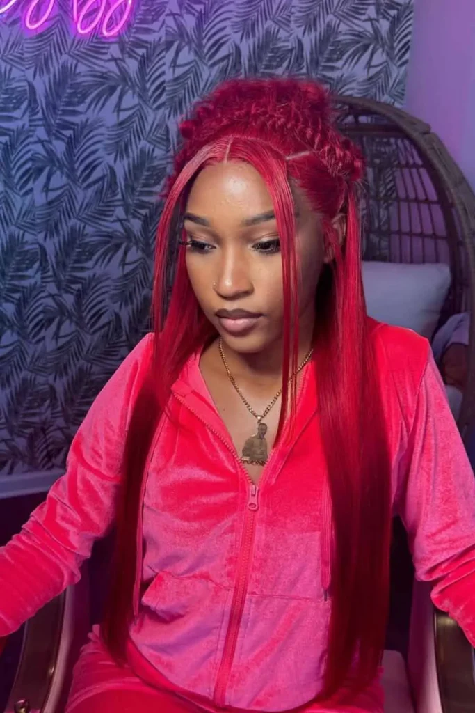 Bold and Beautiful Half Up Red Weave Hairstyle