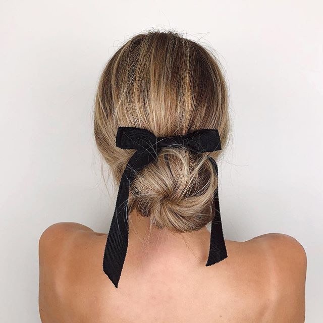 Bow Accent Low Bun