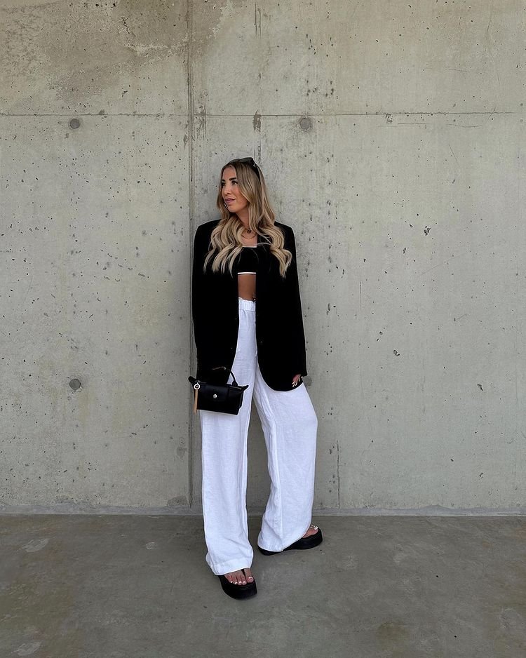 Bralette and Blazer Linen Pants