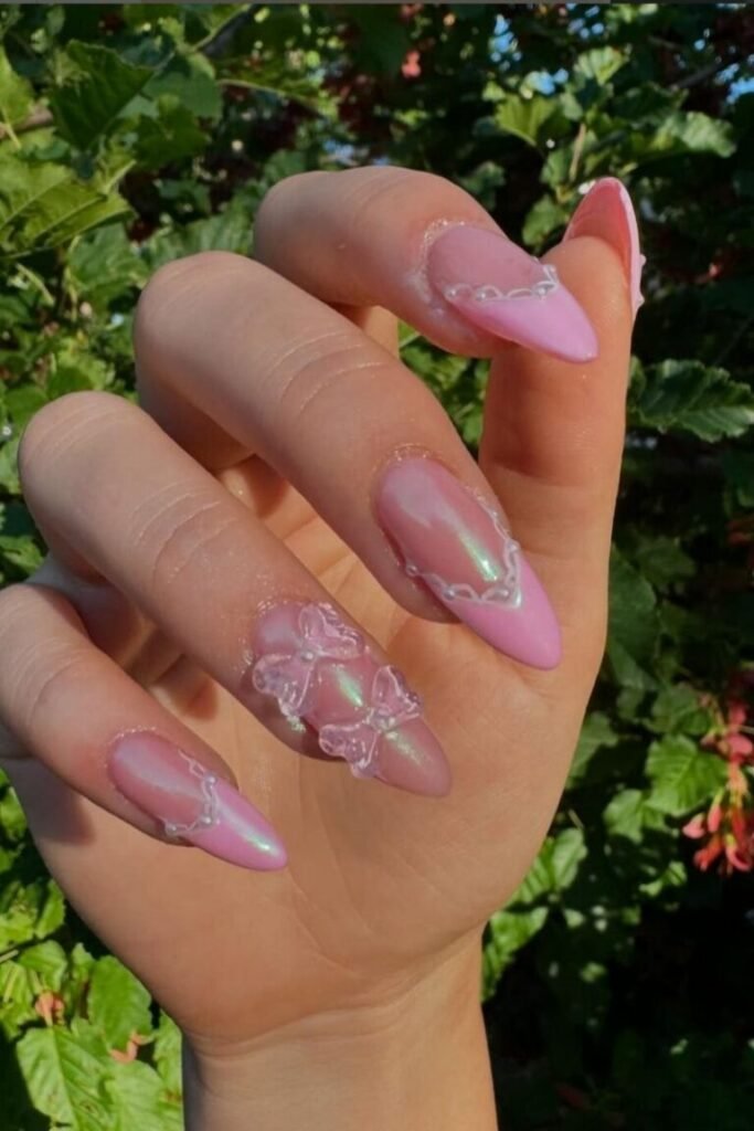 Butterfly Dreamy Pink Nails
