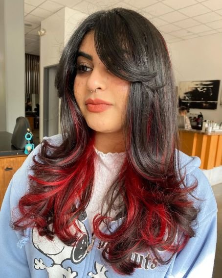 Butterfly Haircut on Color Melt Hair