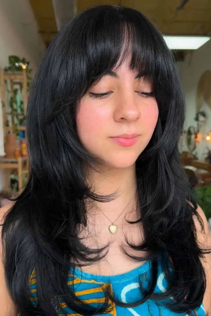 Classic Black Long Layers With Feathered Bangs