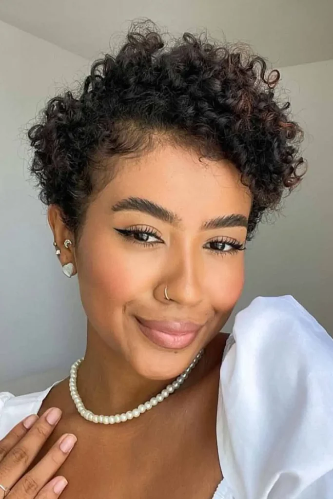 Classic Curly Pixie with Side Definition