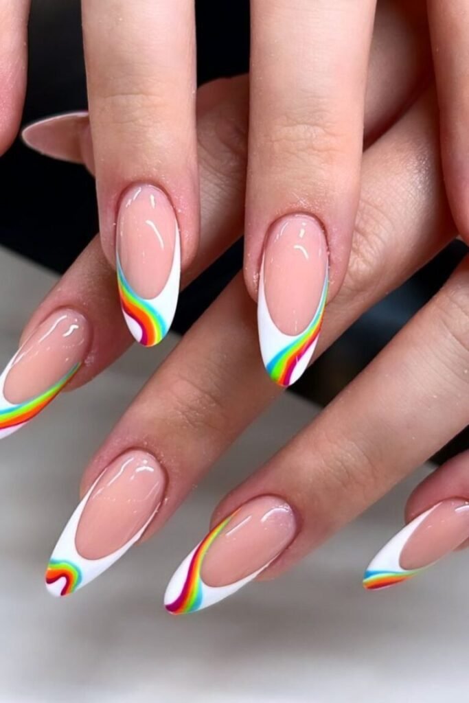 Classic Rainbow French Nail Tips