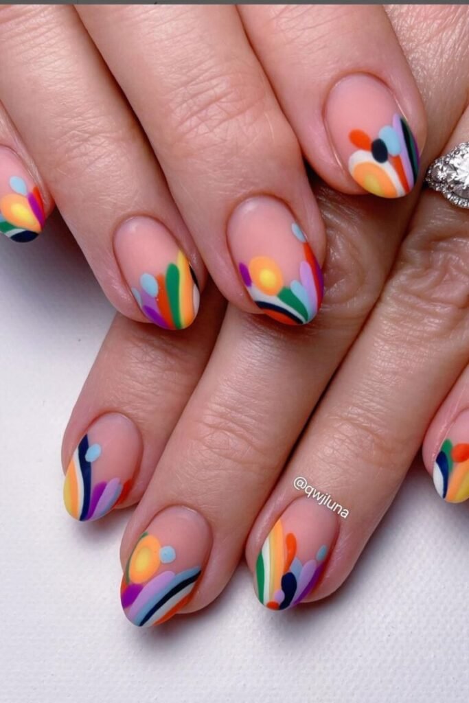 Colorful Abstract Rainbow Nails