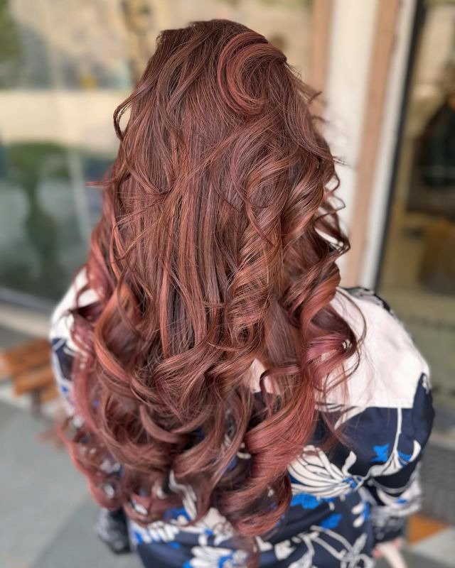 Crimson and Chestnut Balayage