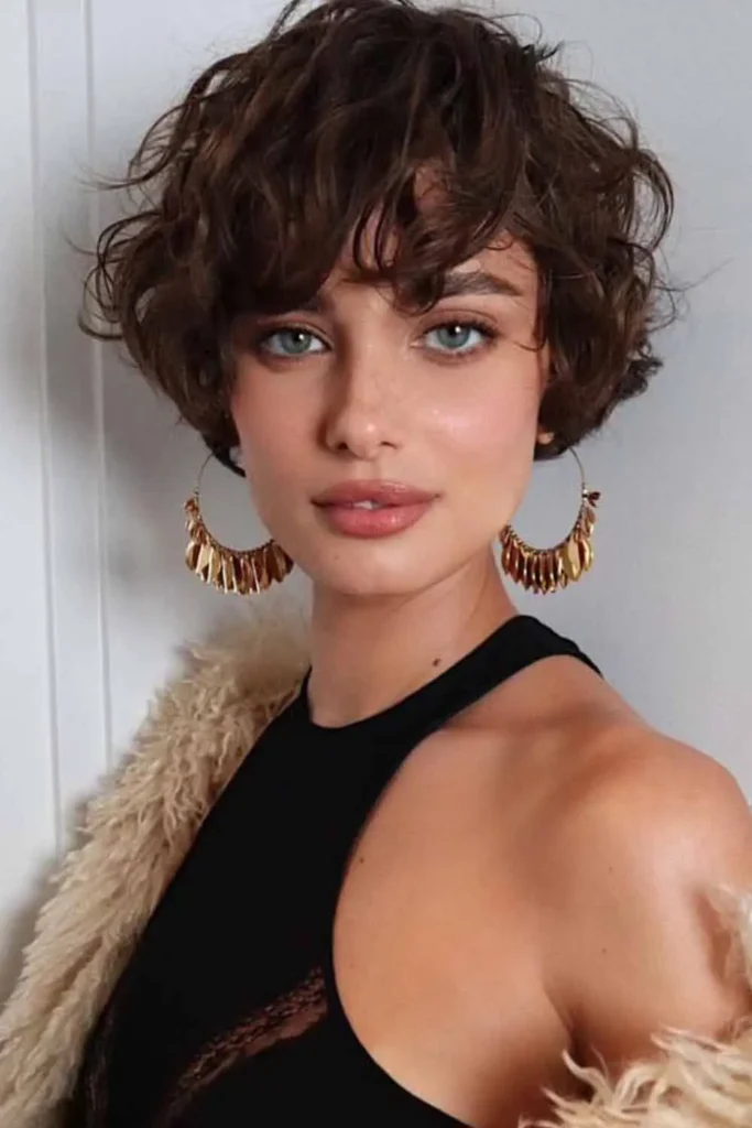 Curly Hair Crop With Bangs
