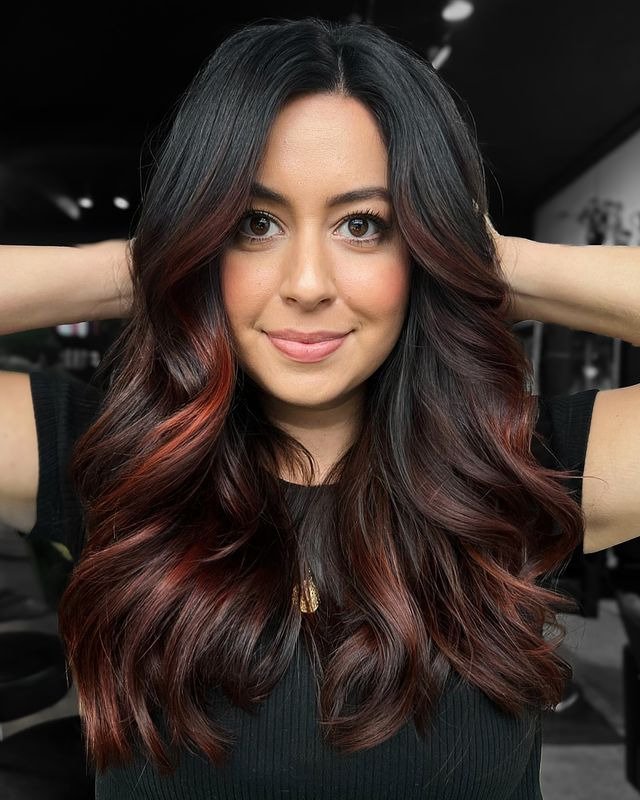 Espresso Brown with Crimson Balayage