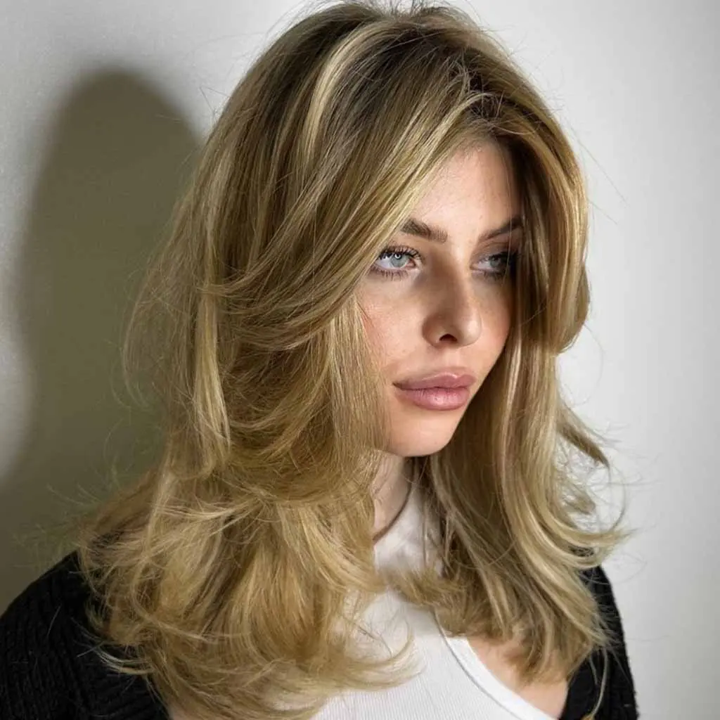Fluffy Blonde Step Layered Cut