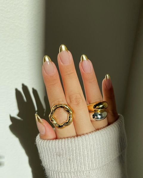 Gold French Prom Nail Tips