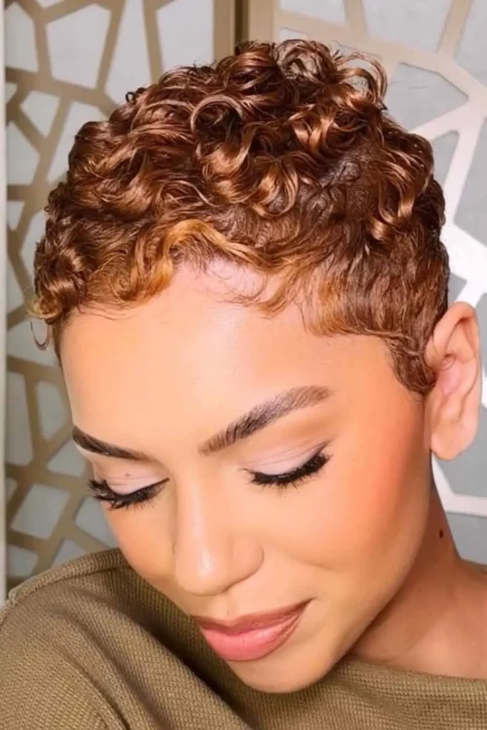 Golden Caramel Finger Wave Pixie Haircut