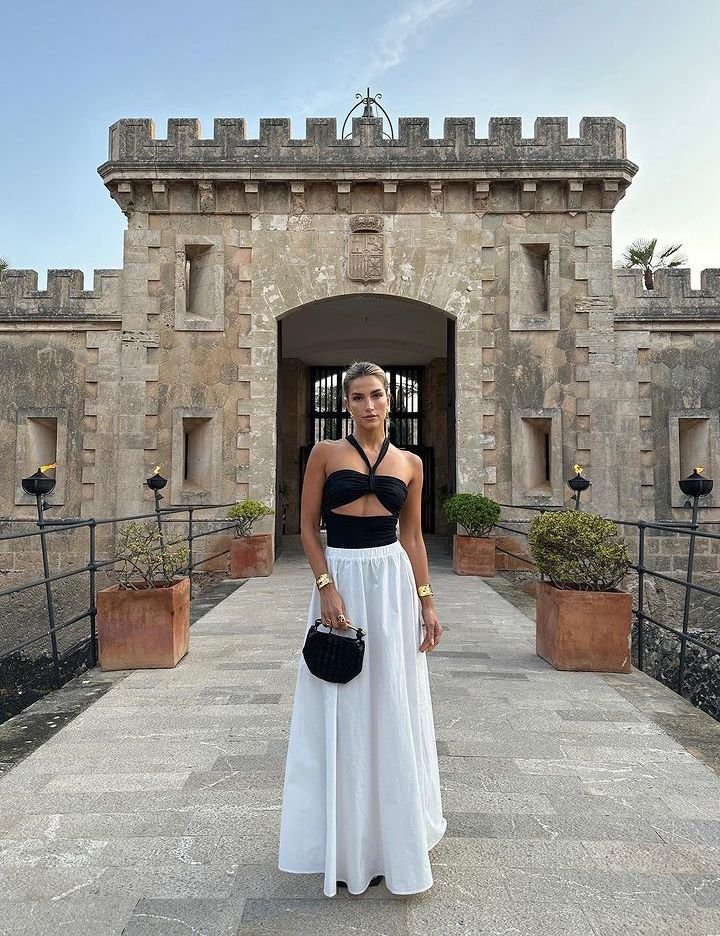 Halterneck top and White Skirt
