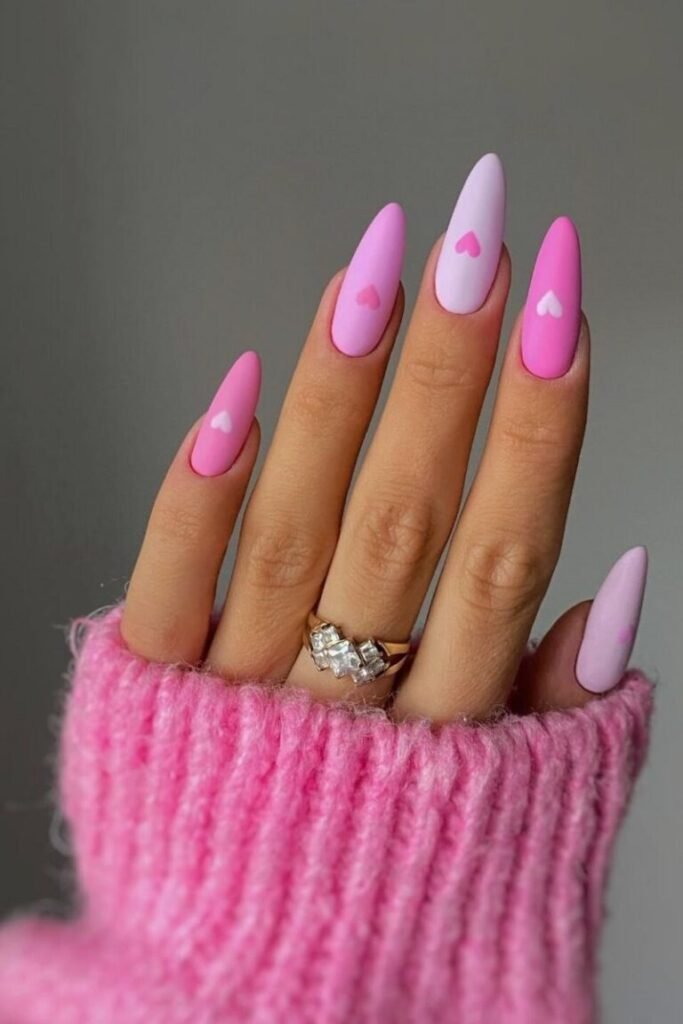 Heartfelt Pink Ombre Nails