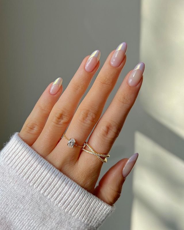 Iridescent Tips Prom Nails