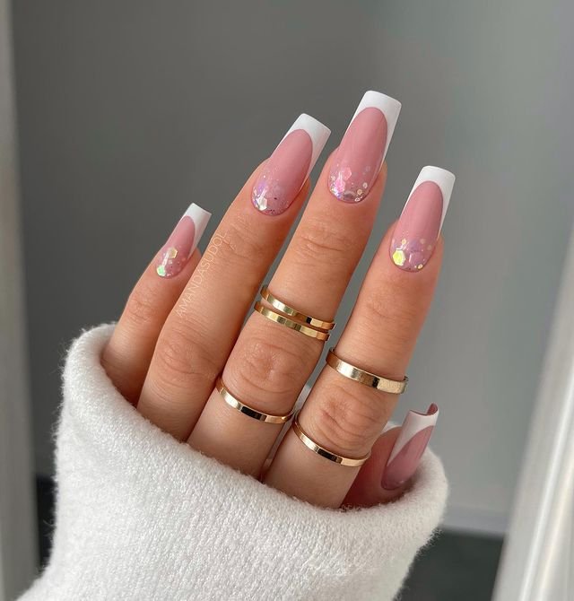 Large Glitter Prom Nail Design