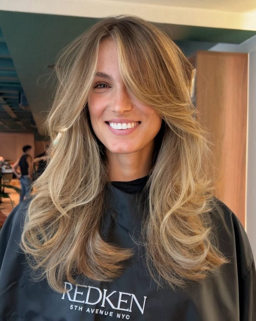Layered Hairstyle With Warm Honey Tones