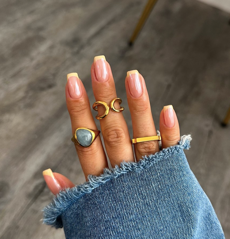 Lemon Chrome Nails
