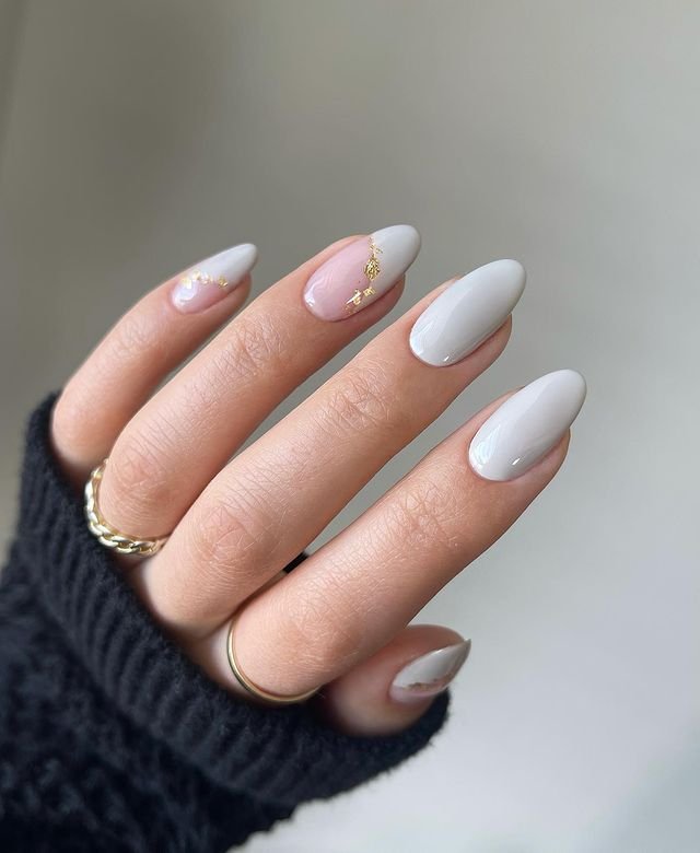 Light Grey Prom Nails