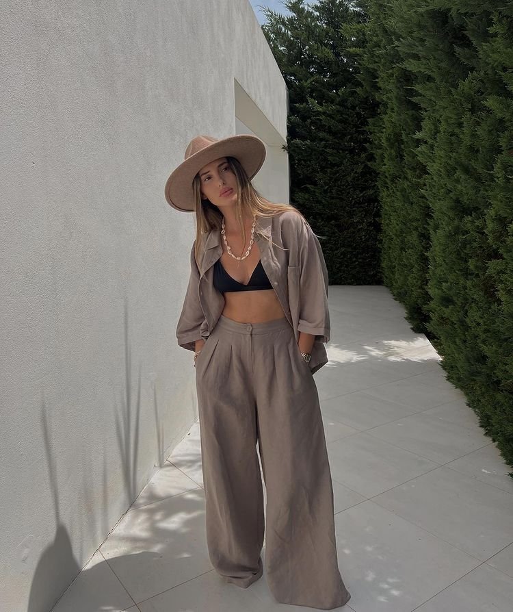 Linen Shirt and Bralette Linen Pants