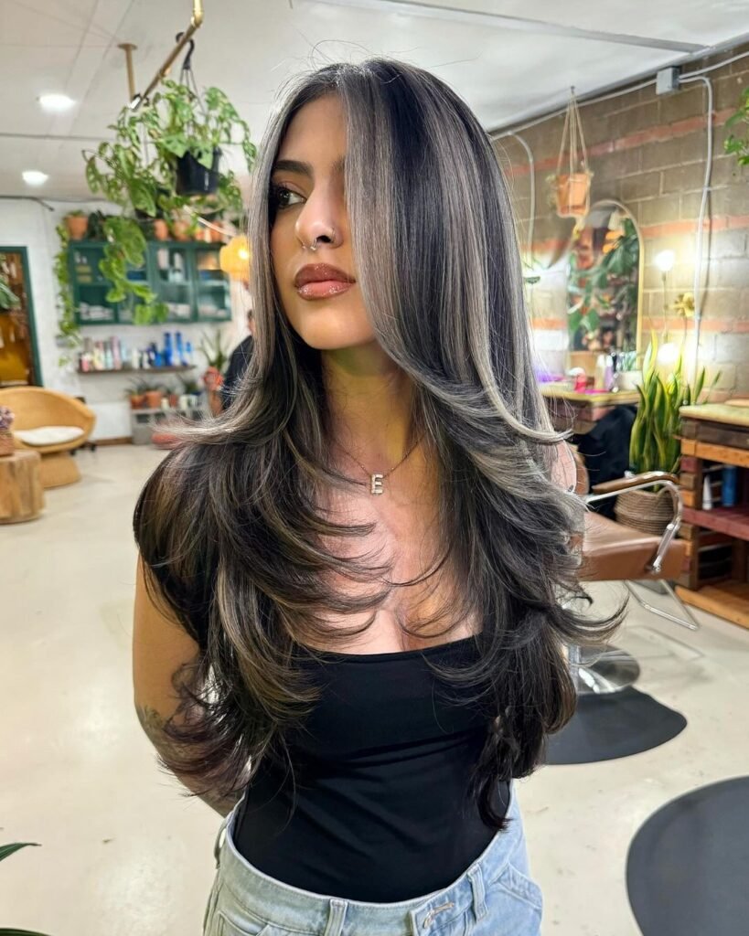 Long Layers With Ash Blonde Chunky Highlights 1