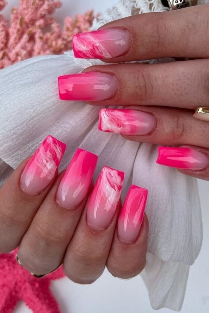 Marble Pink Fantasy Nails