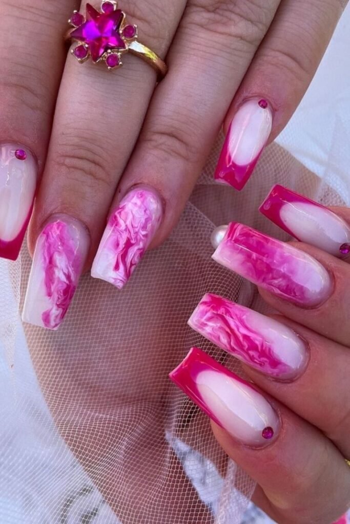 Marbled Pink Nail Accents