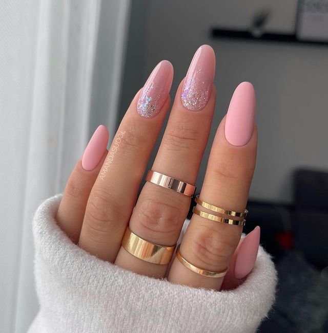 Mattes Glitter Prom Nails
