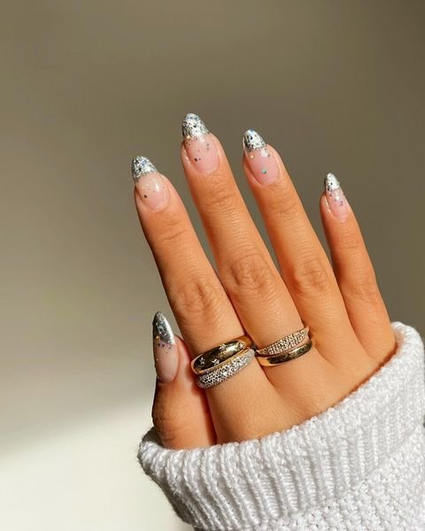 Metallic Tips Prom Nail Design