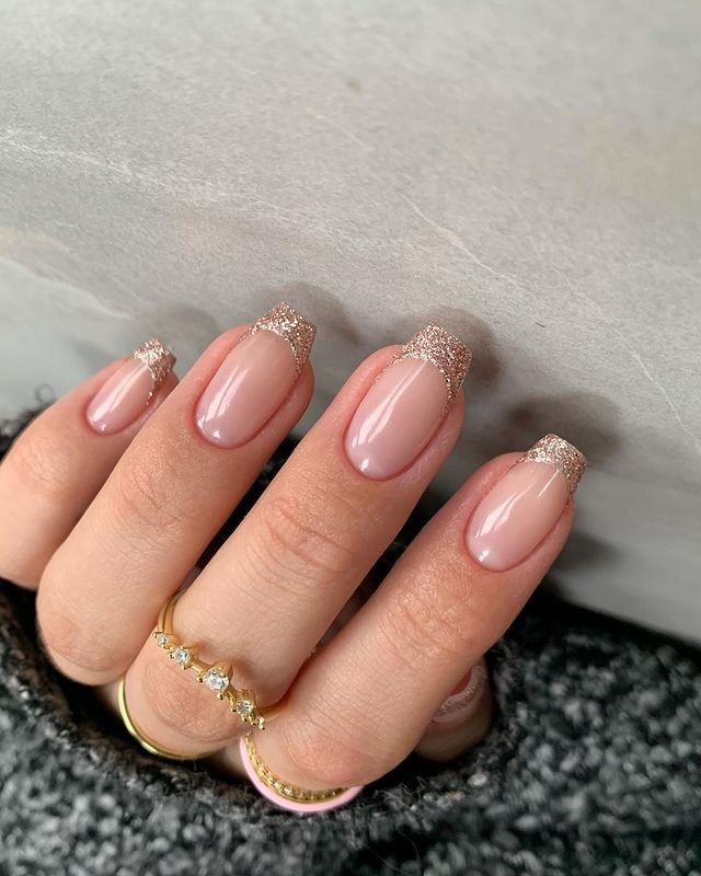 Nude Sparkle Prom Nails
