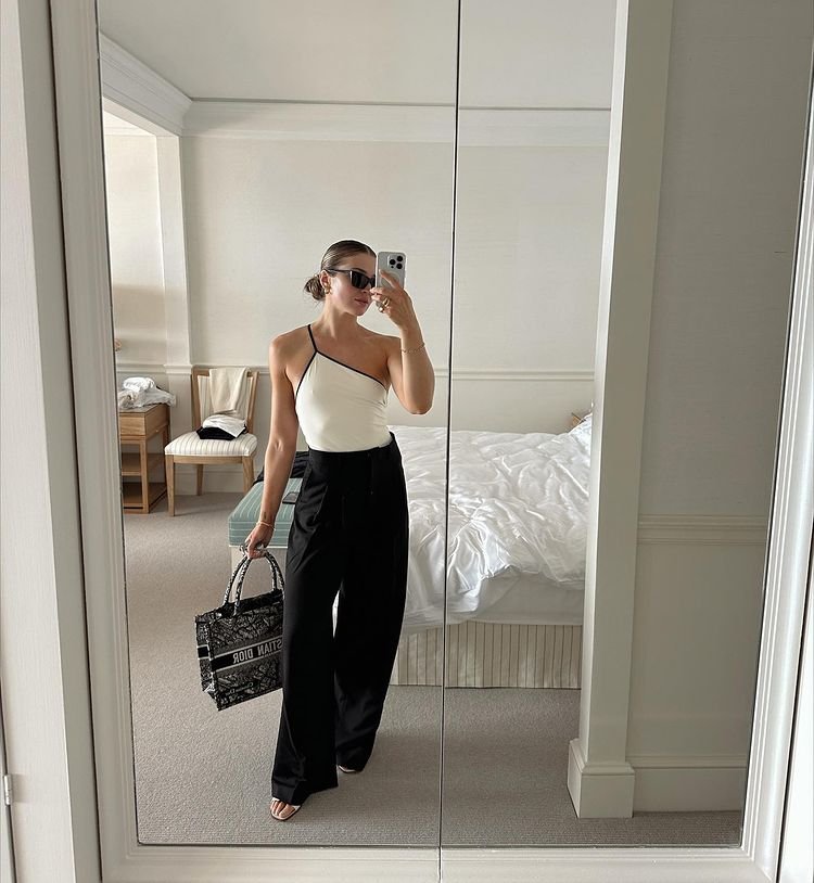 One Shoulder Top Linen Pants