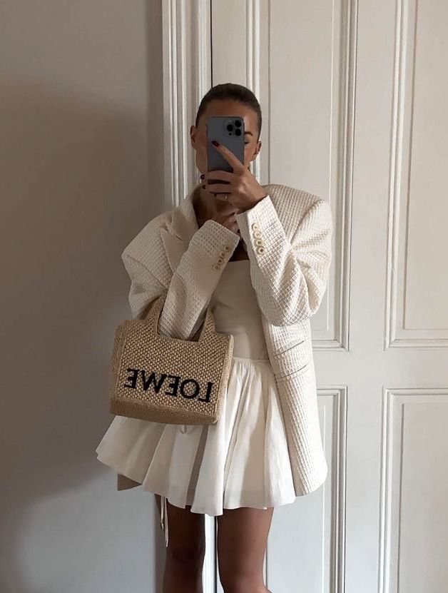 Oversized Blazer and White Skirt