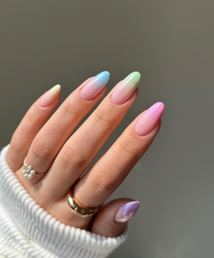 Pastel Ombre spring nails