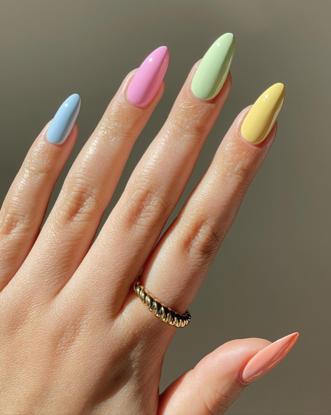 Pastel Skittles Spring Nails