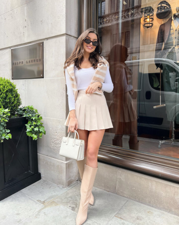 Perfect Beige Stripes Top and Skirt