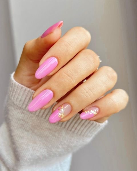 Pink Gold Prom Nails
