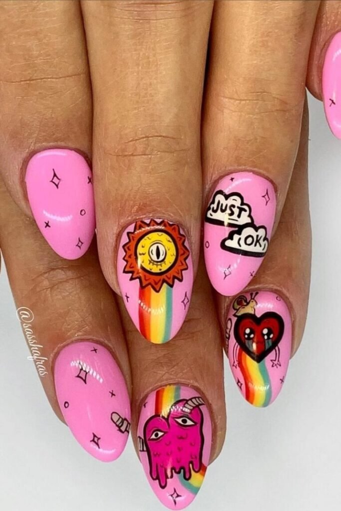 Quirky Cartoon Nail Art
