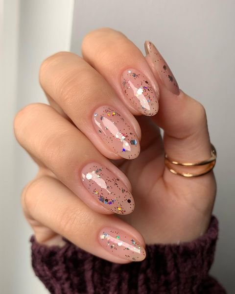 Rainbow Glitter Prom Nails