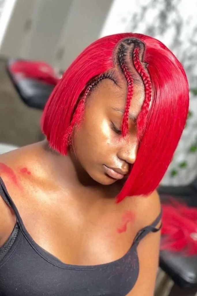 Red Bob With Intricate Cornrows