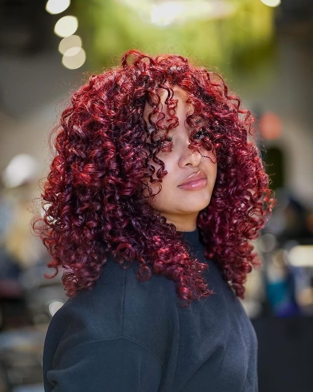 Red Crimson Spiral Curls