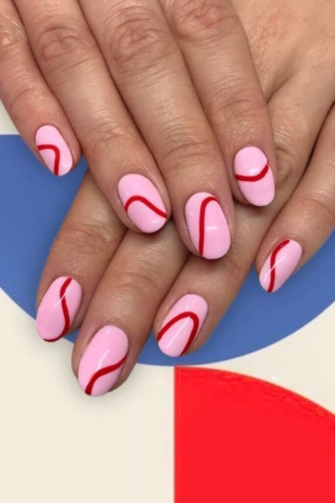 Red Curves on Pink Base