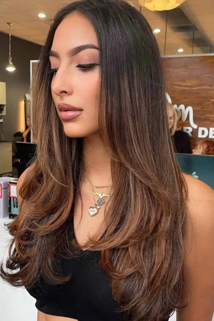 Rich Brunette Layers With Soft Curls