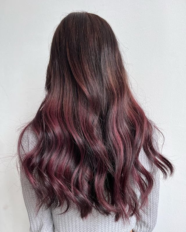 Rosewood Highlights on Dark Hair