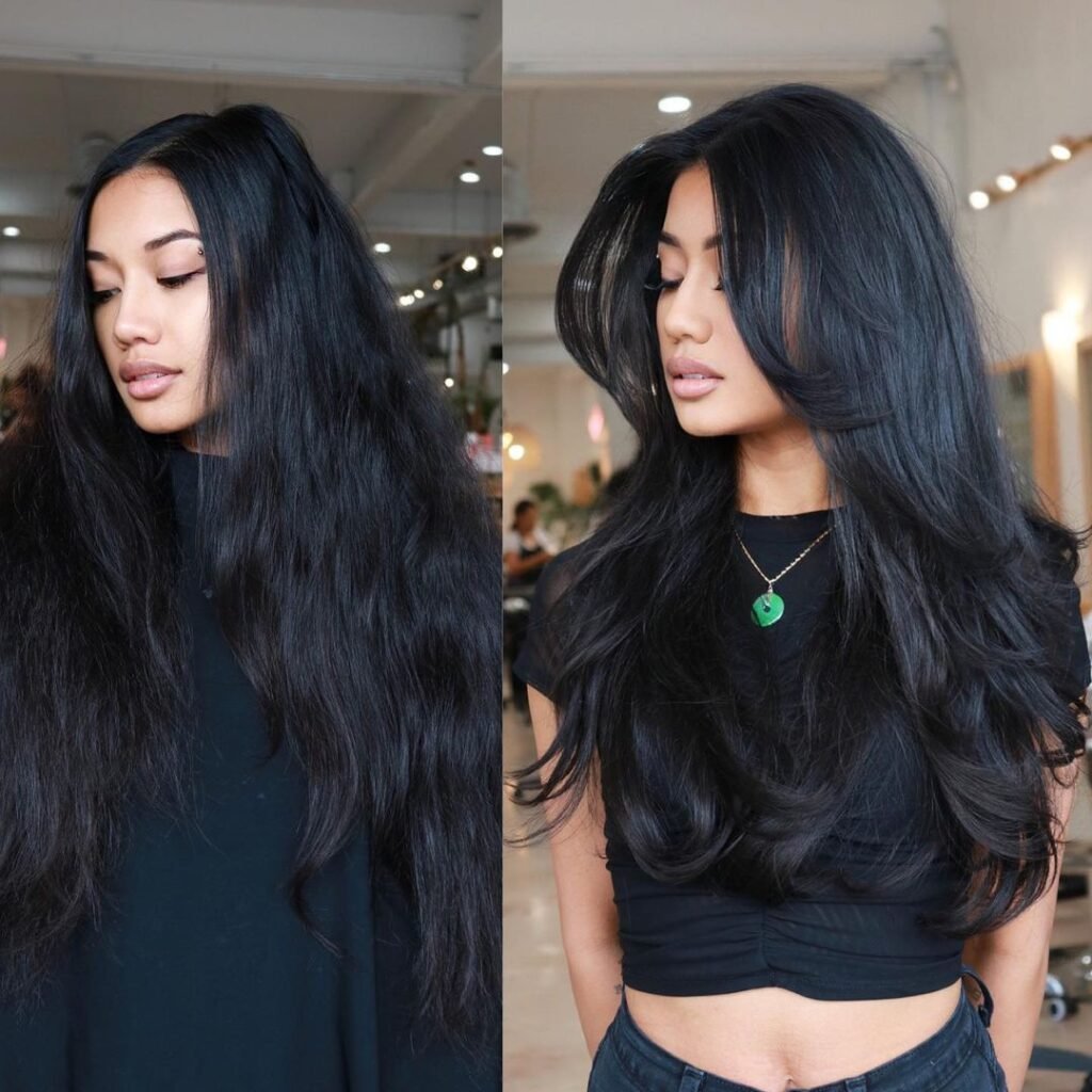 Round Layers With Curtain Bangs