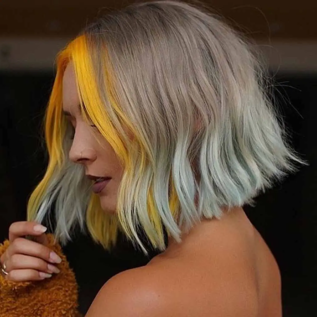 Shoulder Length Multi Colored Bob Cut