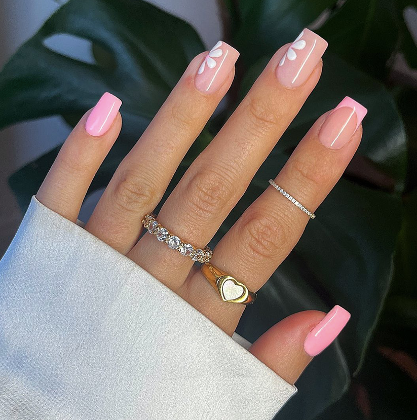 Simple Spring Floral Nails